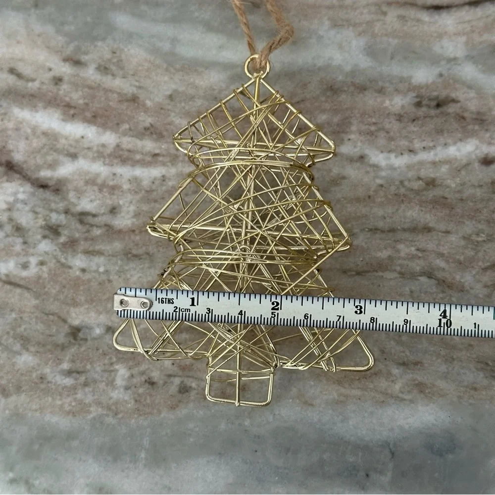 Christmas Tree Ornament - Gold Metal Wire - Holiday Decor